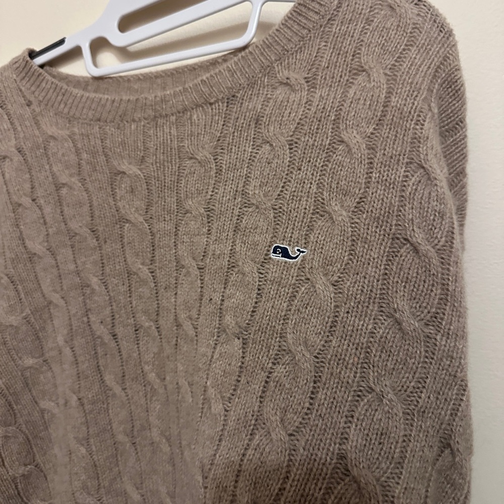 Vineyard Vines Cable Knit Sweater Logo 100% Wool XL